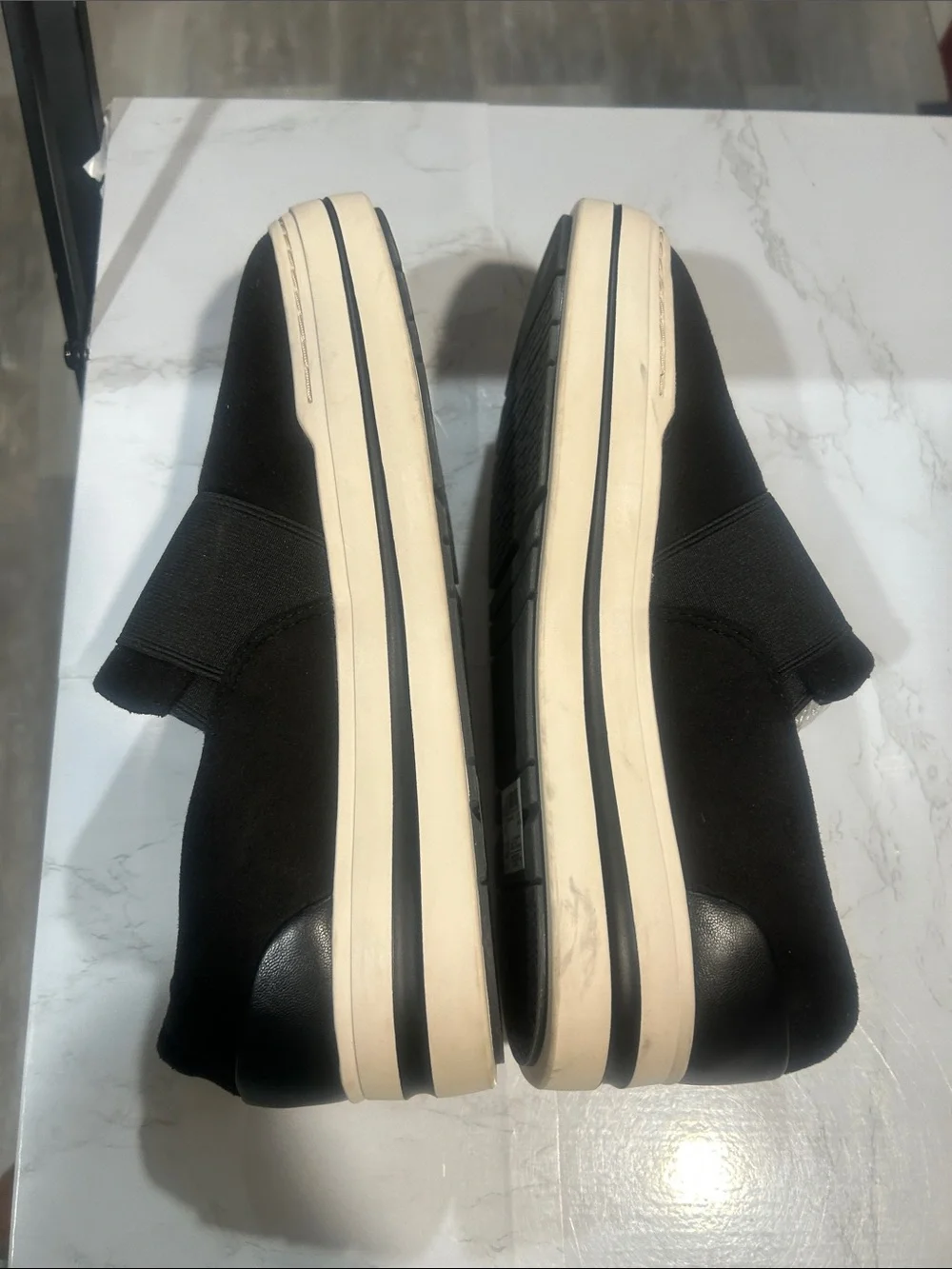 Clarks Black Slip-On Platform Loafers cloudsteppers